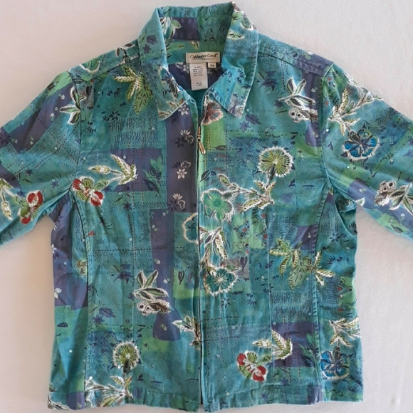 Coldwater Creek floral zip jacket - Picture 2 of 6